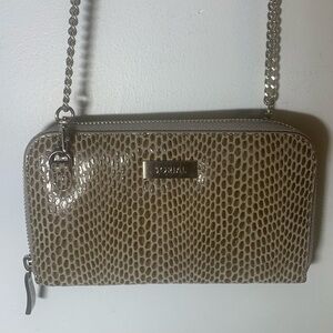 Sorial taupe snakeskin embossed genuine leather clutch/crossbody bag